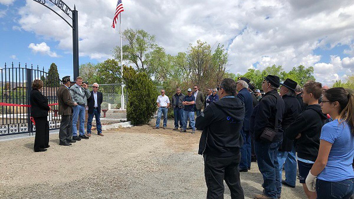 Rep. Mark Amodei helps to dedicate a new entrance gate at Reno's Grand Army of the Republic...
