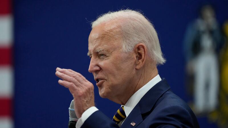 President Joe Biden speaks at Ingeteteam Inc., in Milwaukee, Tuesday, Aug. 15, 2023. (AP...
