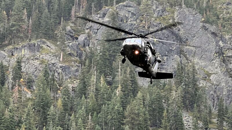 The California National Guard Blackhawk helicopter used to recover the body of Joel Lusk of...