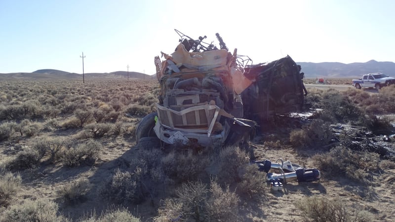 Officials said the tire tread separated on the left front tire, causing the driver to lose...