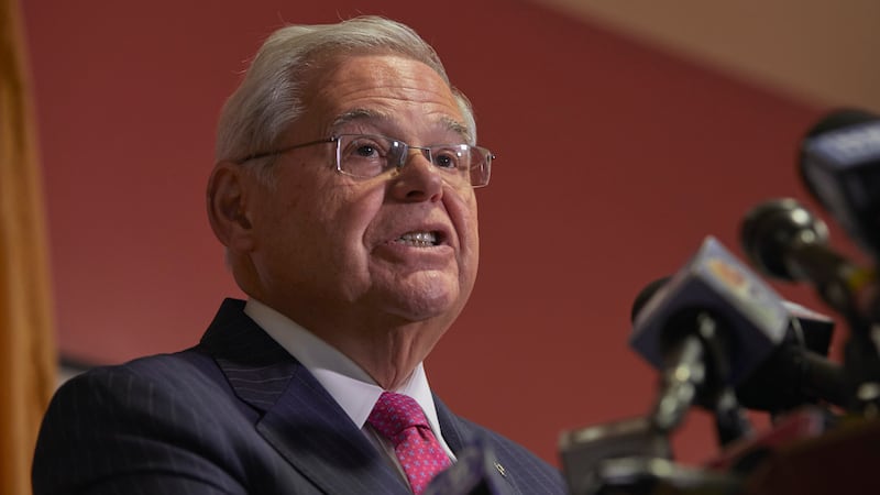 Sen. Bob Menendez speaks during a press conference on Monday, Sept. 25, 2023, in Union City,...