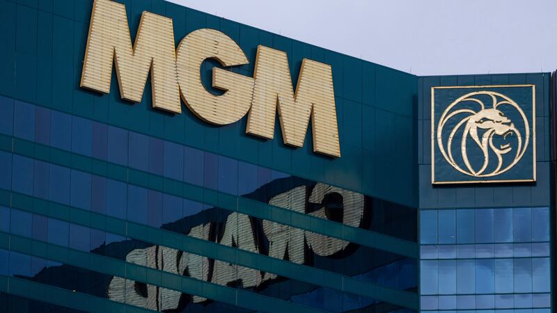 FILE - The exterior of the MGM Grand hotel-casino is pictured on Sept. 20, 2023, in Las Vegas....