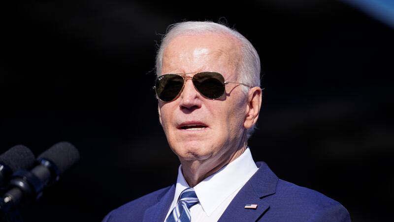 President Joe Biden speaks at Tioga Marine Terminal, Friday, Oct. 13, 2023, in Philadelphia....