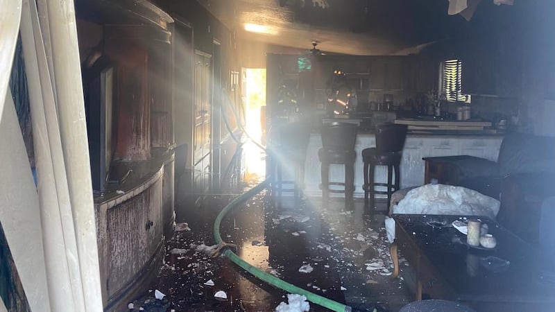 The aftermath of a blaze in Cold Springs Friday morning