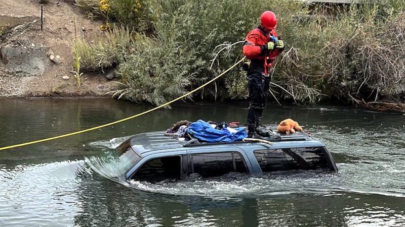 Truckee Meadows Fire & Rescue released this photograph of a vehicle in canal in Verdi.