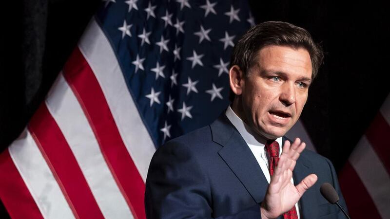 Florida Governor Ron DeSantis speaks at a Midland County Republican Party breakfast in...