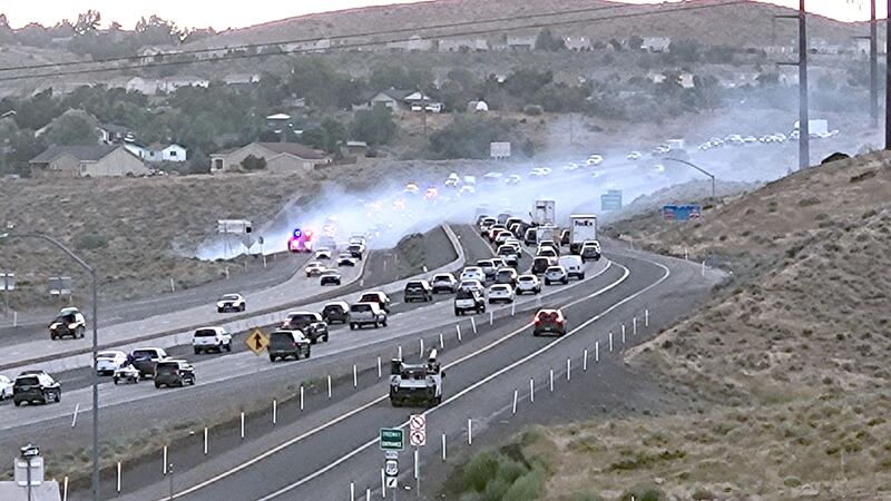 The fire that burned along U.S. 395 near Parr Boulevard.