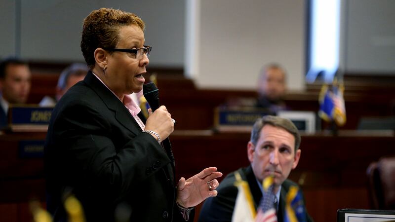 Nevada Sen. Pat Spearman, D-North Las Vegas, speaks on the Senate floor at the Legislative...