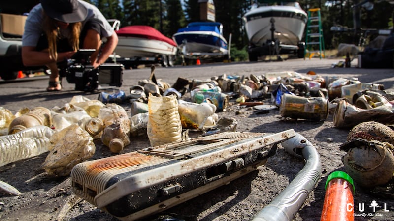 A file image of trash in the Lake Tahoe area