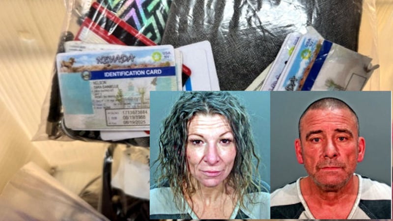 The Carson City Sheriff’s Office provided this photograph of fake identification cards seized...