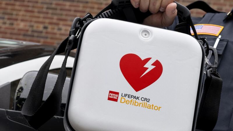 An example of the kind of AEDs that will be handed out to the departments