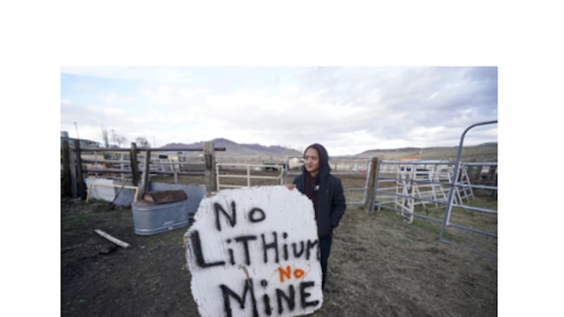 FILE- Daranda Hinkey, a Fort McDermitt Paiute and Shoshone tribe member, holds a large...